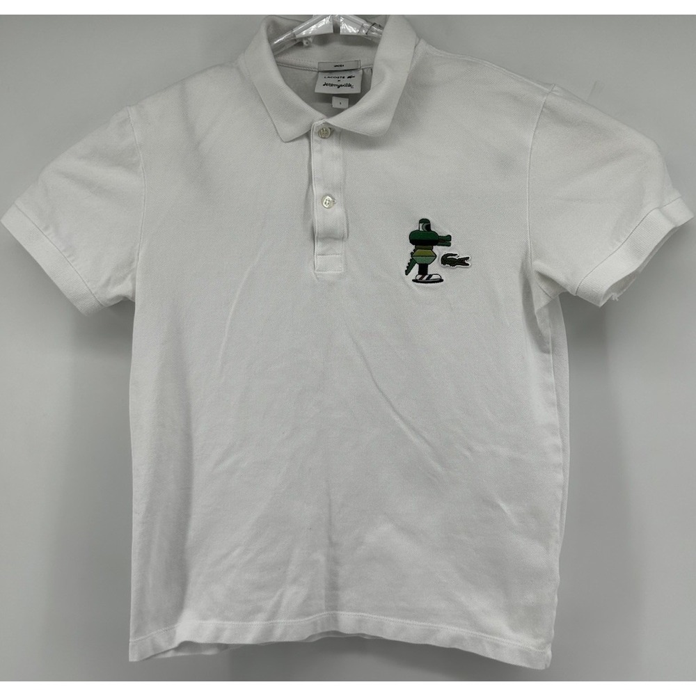 Lacoste X Jeremyville Short Sleeve Polo Shirt White Unisex Size Small